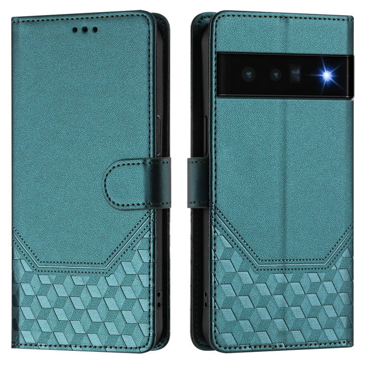 For Google Pixel 6 Pro Honeycomb Embossing RFID Leather Phone Case