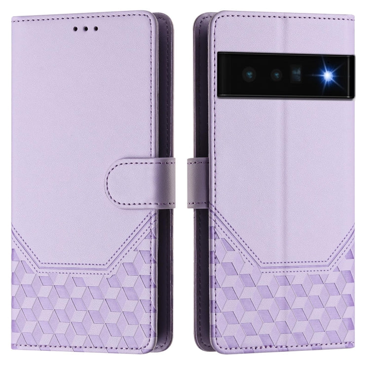 For Google Pixel 6 Pro Honeycomb Embossing RFID Leather Phone Case