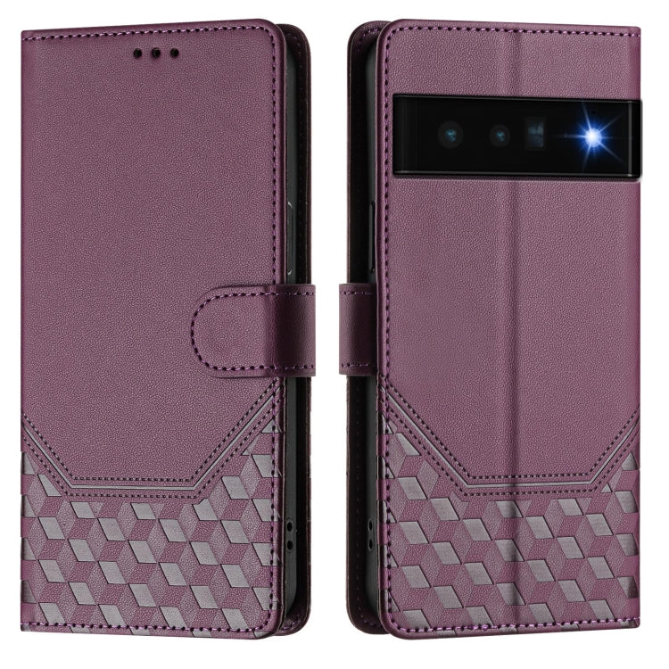 For Google Pixel 6 Pro Honeycomb Embossing RFID Leather Phone Case