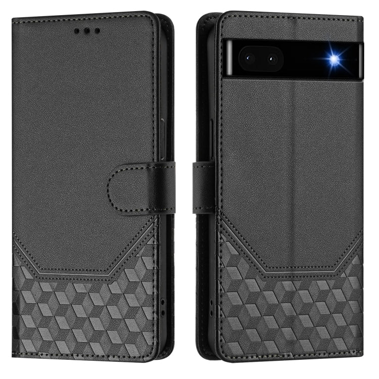 For Google Pixel 6a Honeycomb Embossing RFID Leather Phone Case
