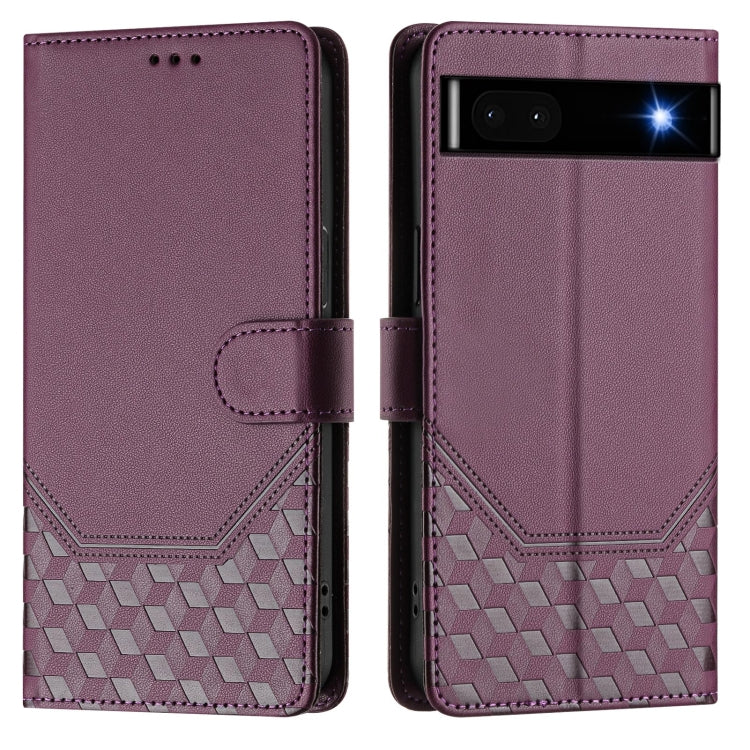 For Google Pixel 6a Honeycomb Embossing RFID Leather Phone Case