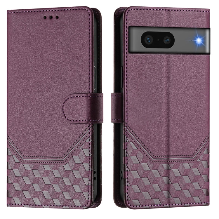 For Google Pixel 7 Honeycomb Embossing RFID Leather Phone Case