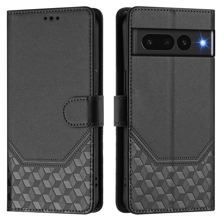 For Google Pixel 7 Pro Honeycomb Embossing RFID Leather Phone Case