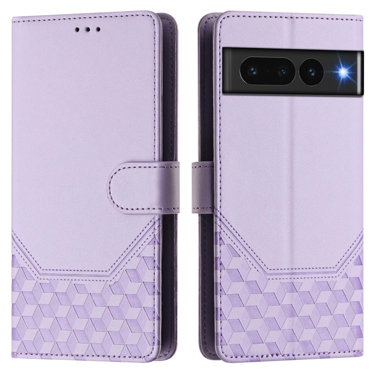 For Google Pixel 7 Pro Honeycomb Embossing RFID Leather Phone Case