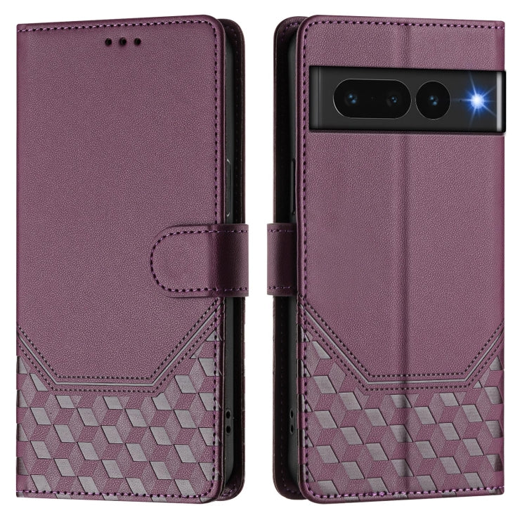 For Google Pixel 7 Pro Honeycomb Embossing RFID Leather Phone Case
