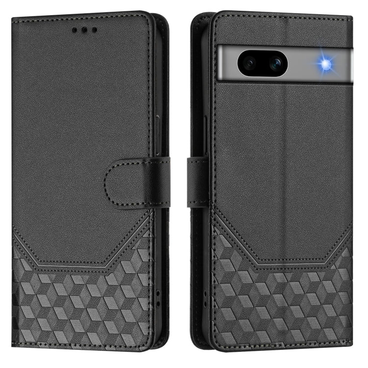 For Google Pixel 7a Honeycomb Embossing RFID Leather Phone Case