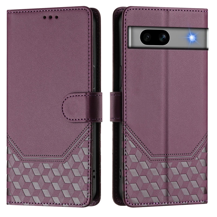 For Google Pixel 7a Honeycomb Embossing RFID Leather Phone Case