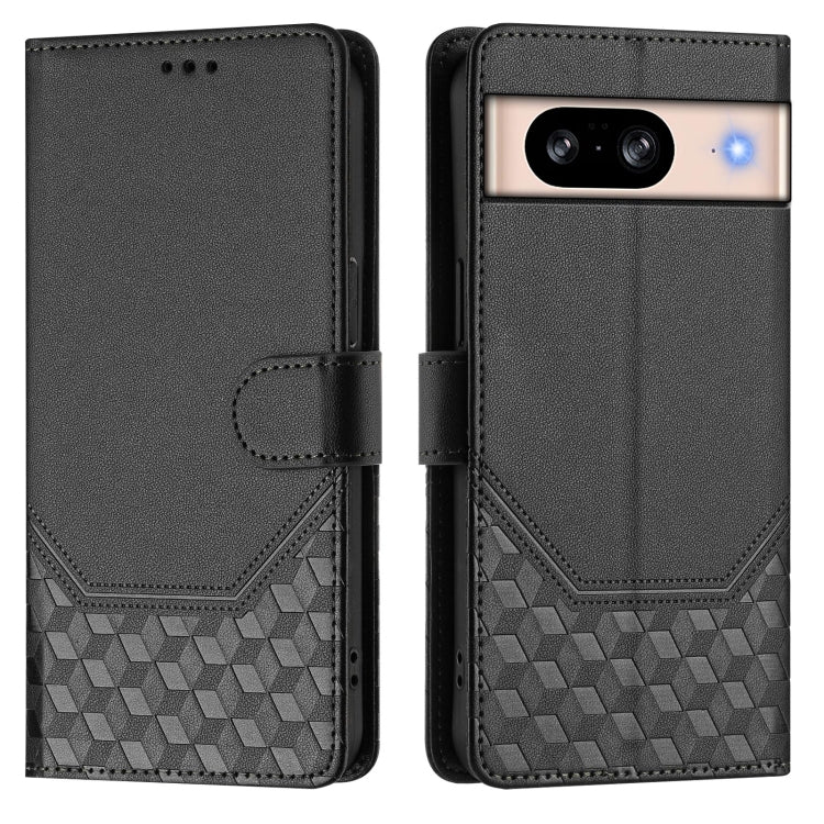 For Google Pixel 8 Honeycomb Embossing RFID Leather Phone Case