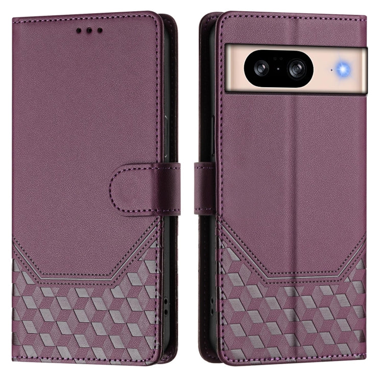 For Google Pixel 8 Honeycomb Embossing RFID Leather Phone Case