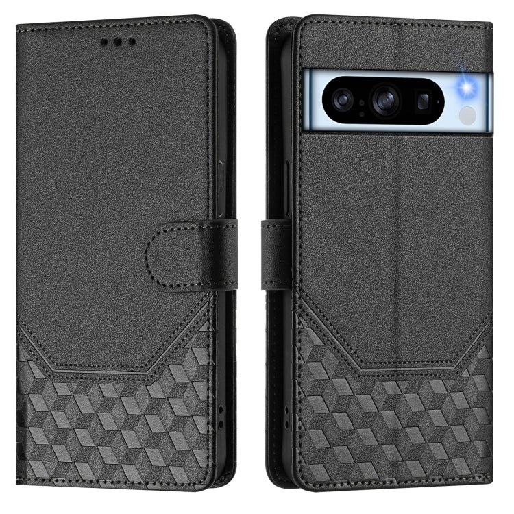 For Google Pixel 8 Pro Honeycomb Embossing RFID Leather Phone Case