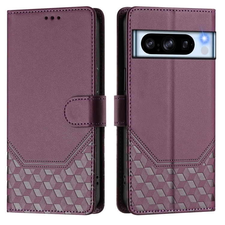 For Google Pixel 8 Pro Honeycomb Embossing RFID Leather Phone Case