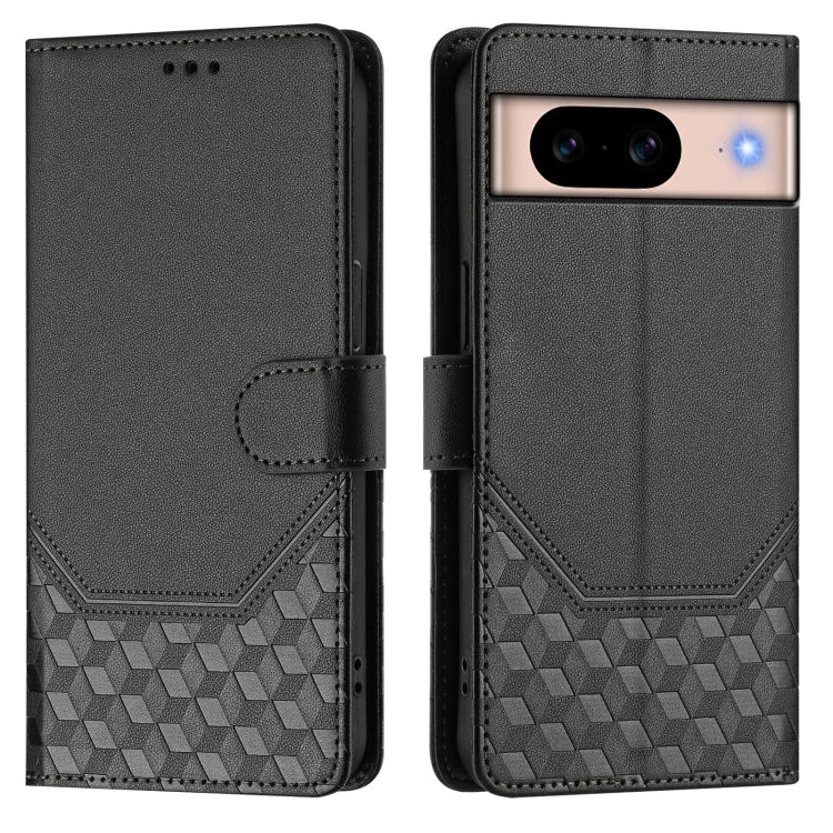 For Google Pixel 8a Honeycomb Embossing RFID Leather Phone Case