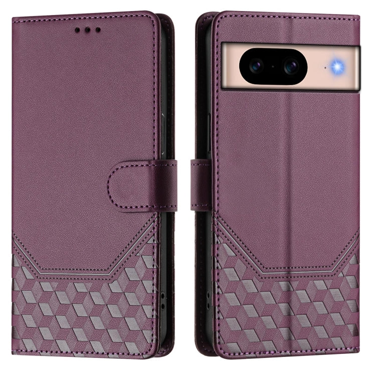 For Google Pixel 8a Honeycomb Embossing RFID Leather Phone Case