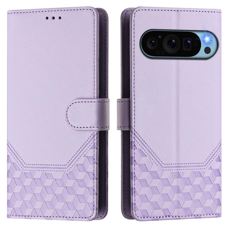 For Google Pixel 9 / 9 Pro Honeycomb Embossing RFID Leather Phone Case