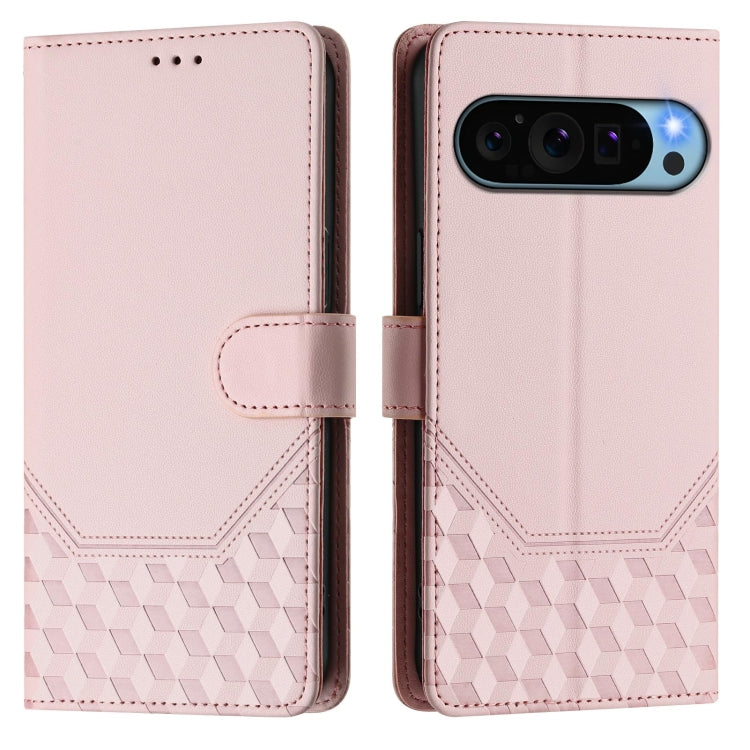 For Google Pixel 9 Pro XL Honeycomb Embossing RFID Leather Phone Case