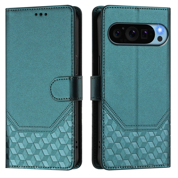 For Google Pixel 9 Pro XL Honeycomb Embossing RFID Leather Phone Case