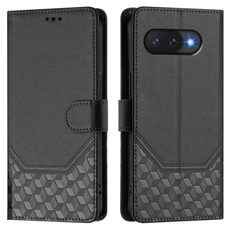 For Google Pixel 9a Honeycomb Embossing RFID Leather Phone Case