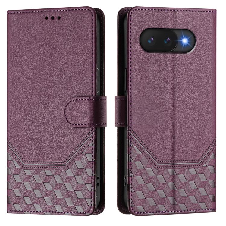 For Google Pixel 9a Honeycomb Embossing RFID Leather Phone Case