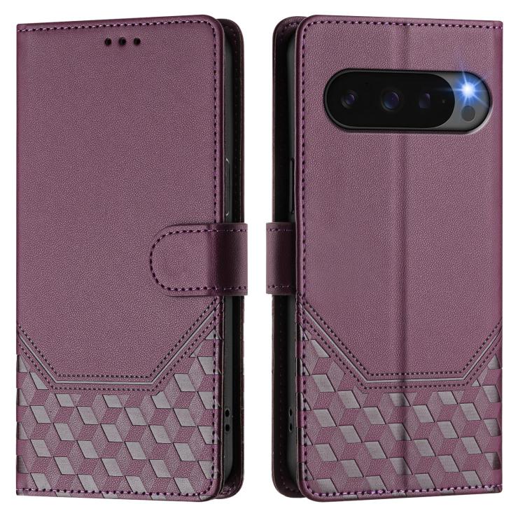 For Google Pixel 10 5G / 10 Pro 5G Global Honeycomb Embossing RFID Leather Phone Case