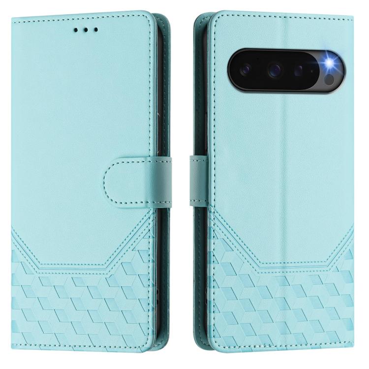 For Google Pixel 10 Pro XL 5G Global Honeycomb Embossing RFID Leather Phone Case