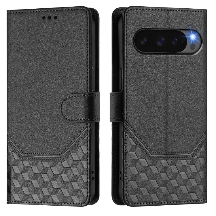 For Google Pixel 10 Pro XL 5G Global Honeycomb Embossing RFID Leather Phone Case