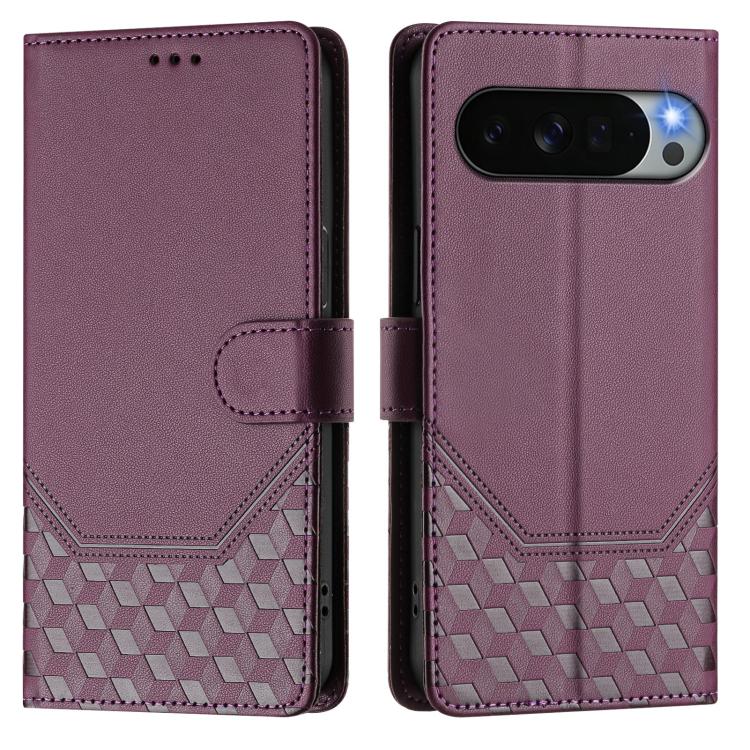 For Google Pixel 11 Pro XL Honeycomb Embossing RFID Leather Phone Case