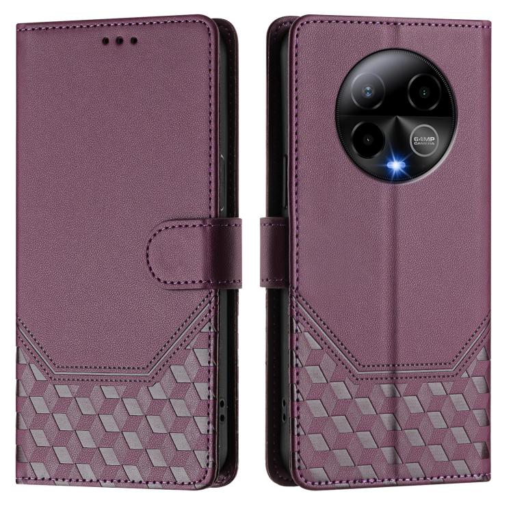 For BLU Bold K50 Honeycomb Embossing RFID Leather Phone Case