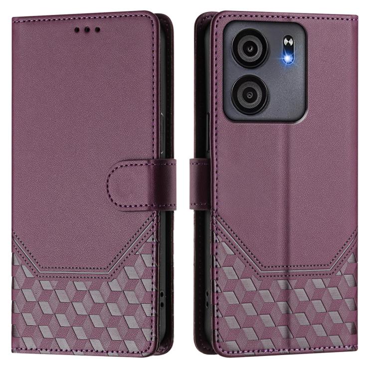 For BLU View 5 Honeycomb Embossing RFID Leather Phone Case