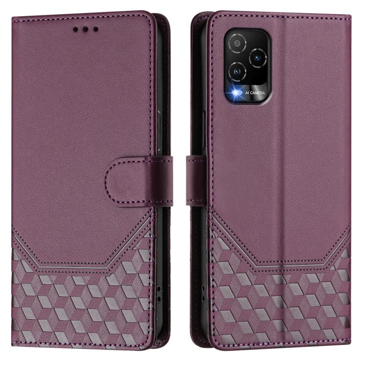 For BLU View 5 Pro Honeycomb Embossing RFID Leather Phone Case