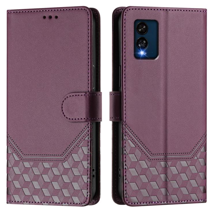 For BLU View Speed Honeycomb Embossing RFID Leather Phone Case