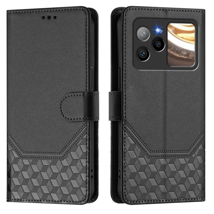 For BLU Bold N4 Honeycomb Embossing RFID Leather Phone Case