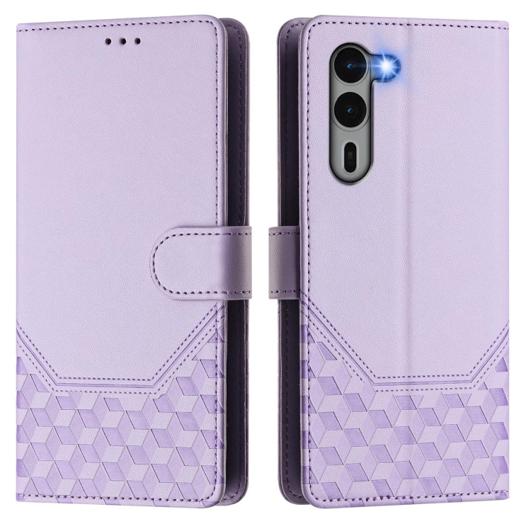 For Fujitsu Arrows We2 Plus Honeycomb Embossing RFID Leather Phone Case