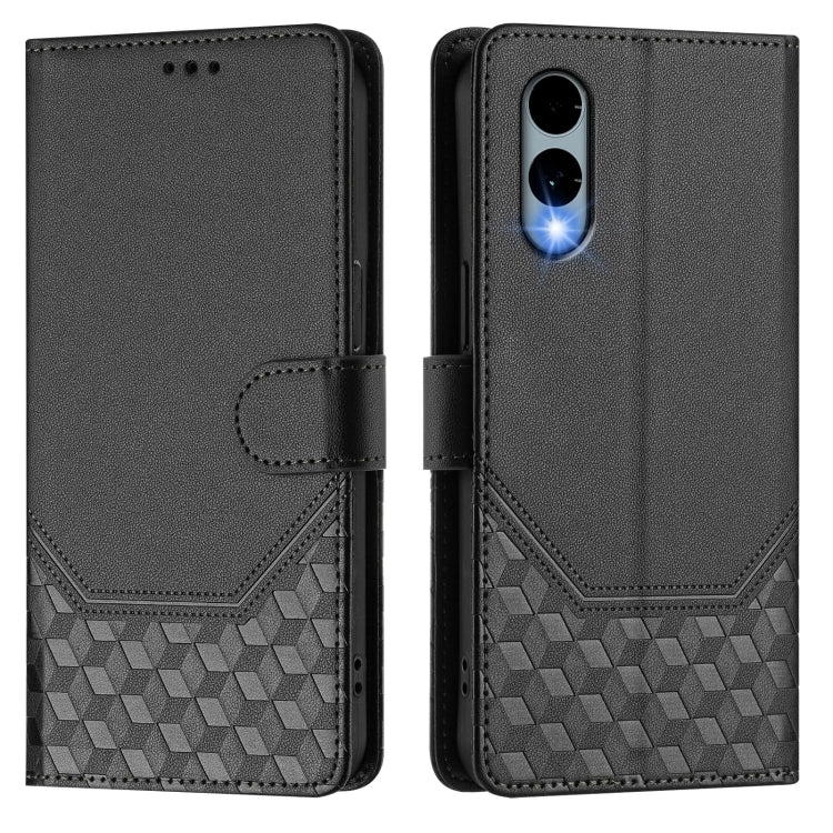 For Fujitsu Arrows We2 Honeycomb Embossing RFID Leather Phone Case
