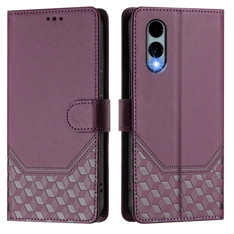 For Fujitsu Arrows We2 Honeycomb Embossing RFID Leather Phone Case