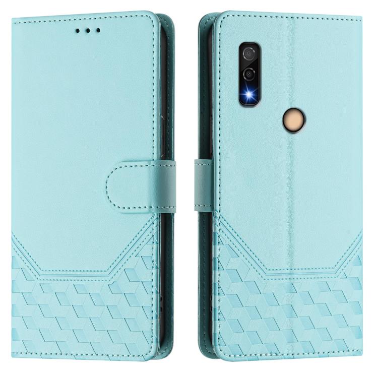 For Fujitsu Arrows We3 Honeycomb Embossing RFID Leather Phone Case