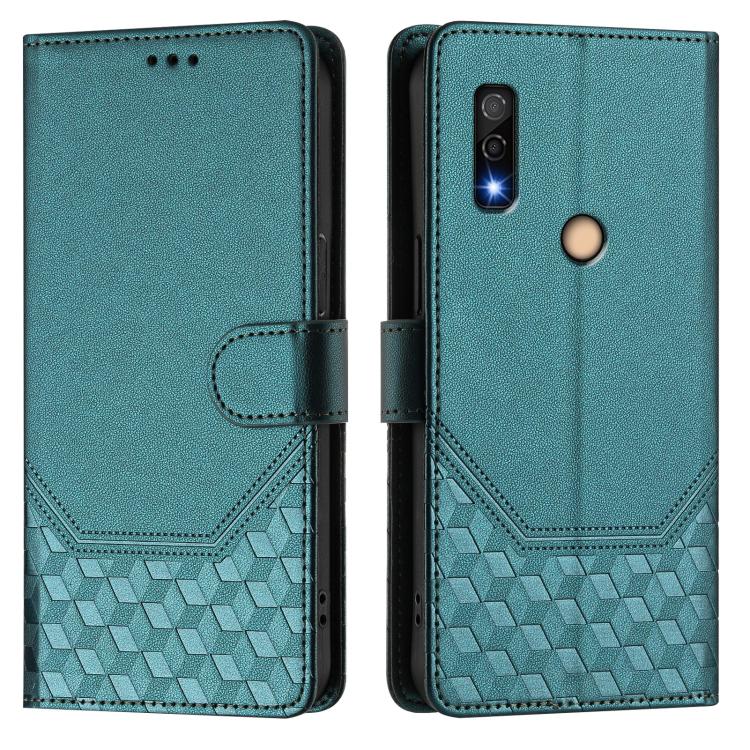 For Fujitsu Arrows We3 Honeycomb Embossing RFID Leather Phone Case