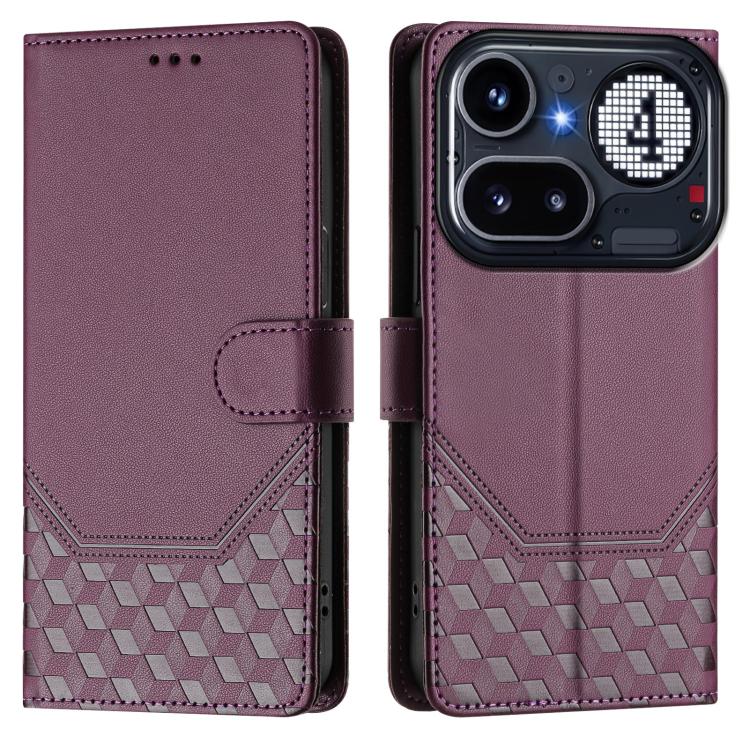 For Nothing Phone 4a Pro Honeycomb Embossing RFID Leather Phone Case
