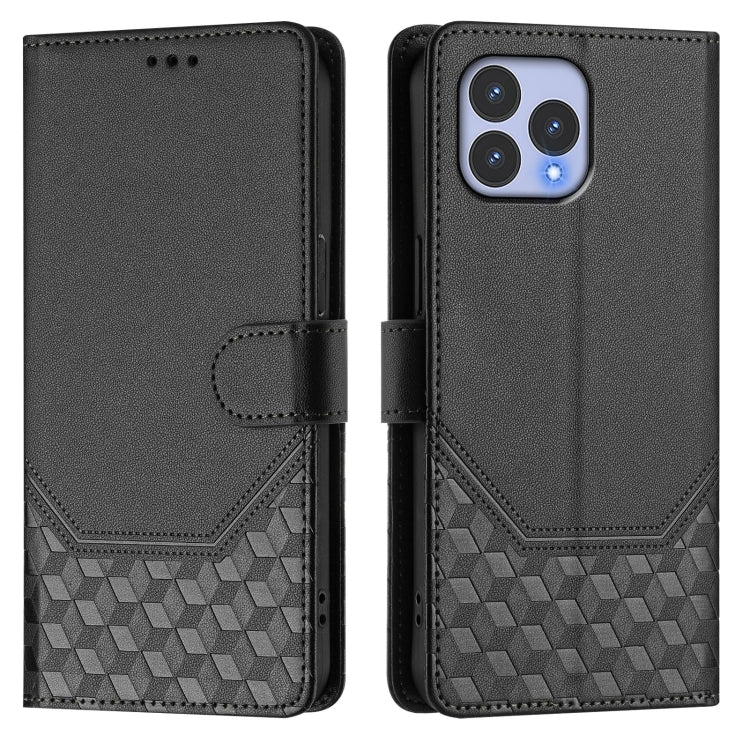 For Wiko T60 Honeycomb Embossing RFID Leather Phone Case