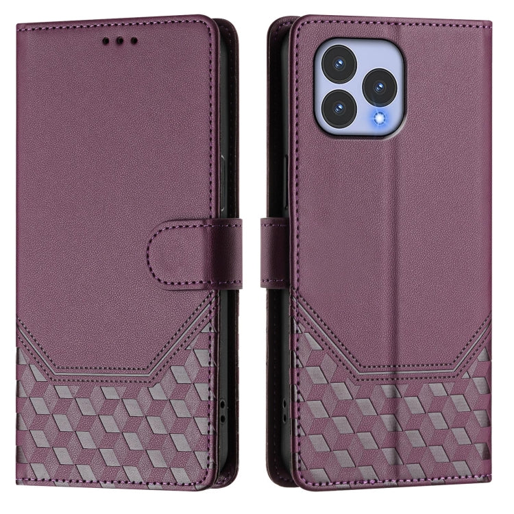 For Wiko T60 Honeycomb Embossing RFID Leather Phone Case