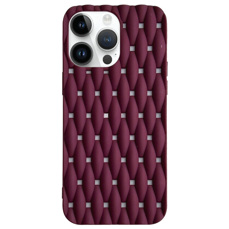 For iPhone 15 Pro Max Weave Cooling Solid Color TPU Phone Case