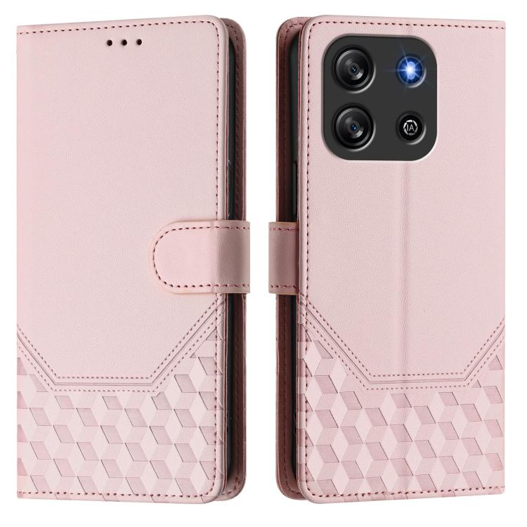 For Blackview Oscal Flat 1C Honeycomb Embossing RFID Leather Phone Case
