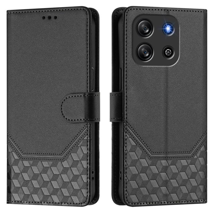For Blackview Oscal Flat 1C Honeycomb Embossing RFID Leather Phone Case