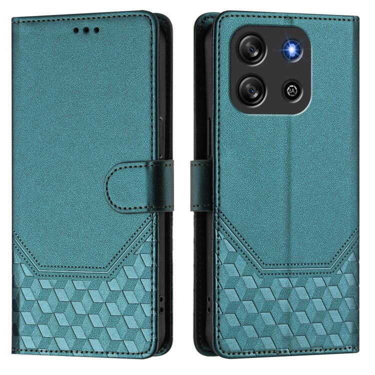 For Blackview Oscal Flat 1C Honeycomb Embossing RFID Leather Phone Case