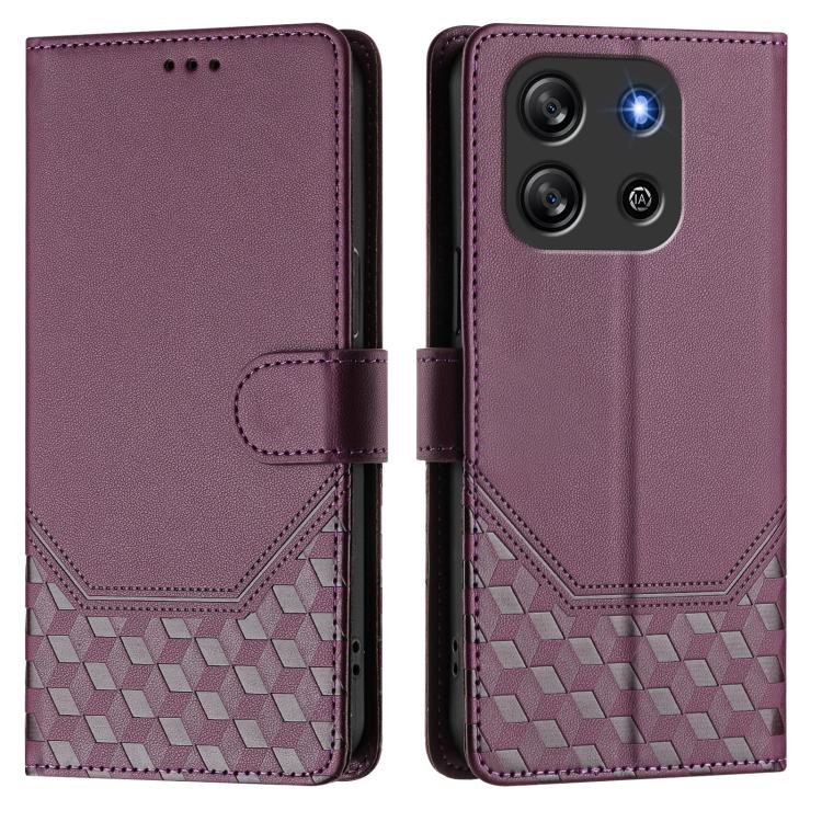 For Blackview Oscal Flat 1C Honeycomb Embossing RFID Leather Phone Case