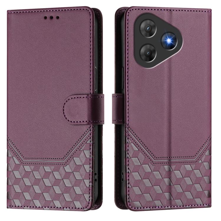 For Blackview Oscal Flat 2 Honeycomb Embossing RFID Leather Phone Case