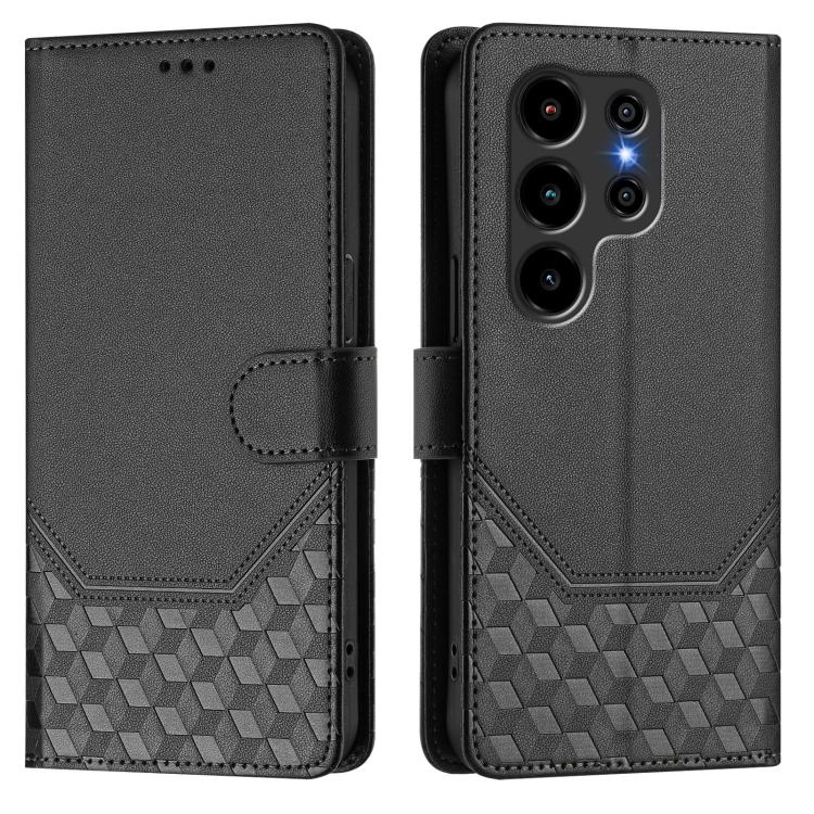 For Blackview Wave 10 Honeycomb Embossing RFID Leather Phone Case