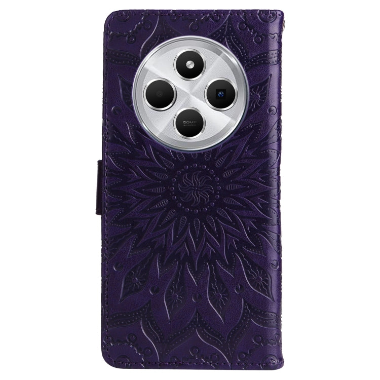 For Redmi 14C 4G Embossed Sunflower Pattern Flip Leather Phone Case