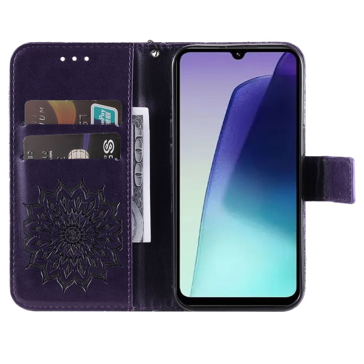 For Redmi 14C 4G Embossed Sunflower Pattern Flip Leather Phone Case