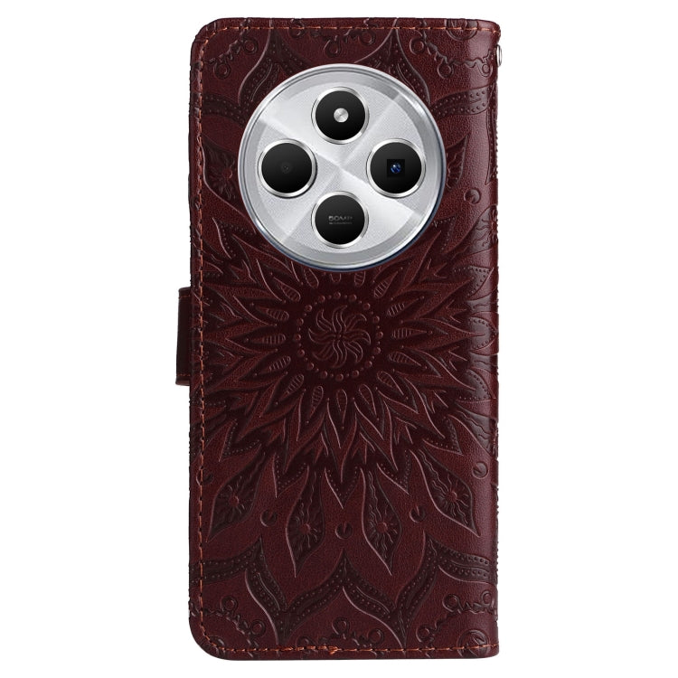 For Redmi 14C 4G Embossed Sunflower Pattern Flip Leather Phone Case