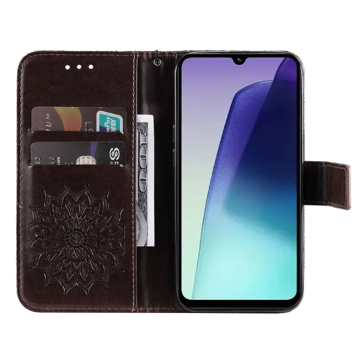 For Redmi 14C 4G Embossed Sunflower Pattern Flip Leather Phone Case